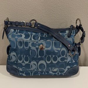 Coach Monogram Blue Shoulder Bag